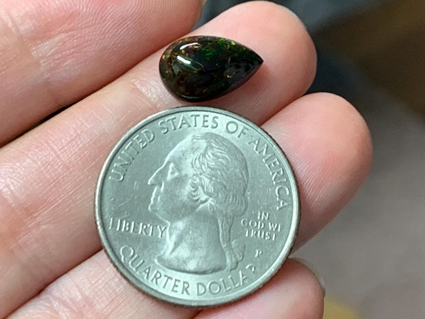 Natural Ethiopian Black Opal 8x12x4mm cabochon