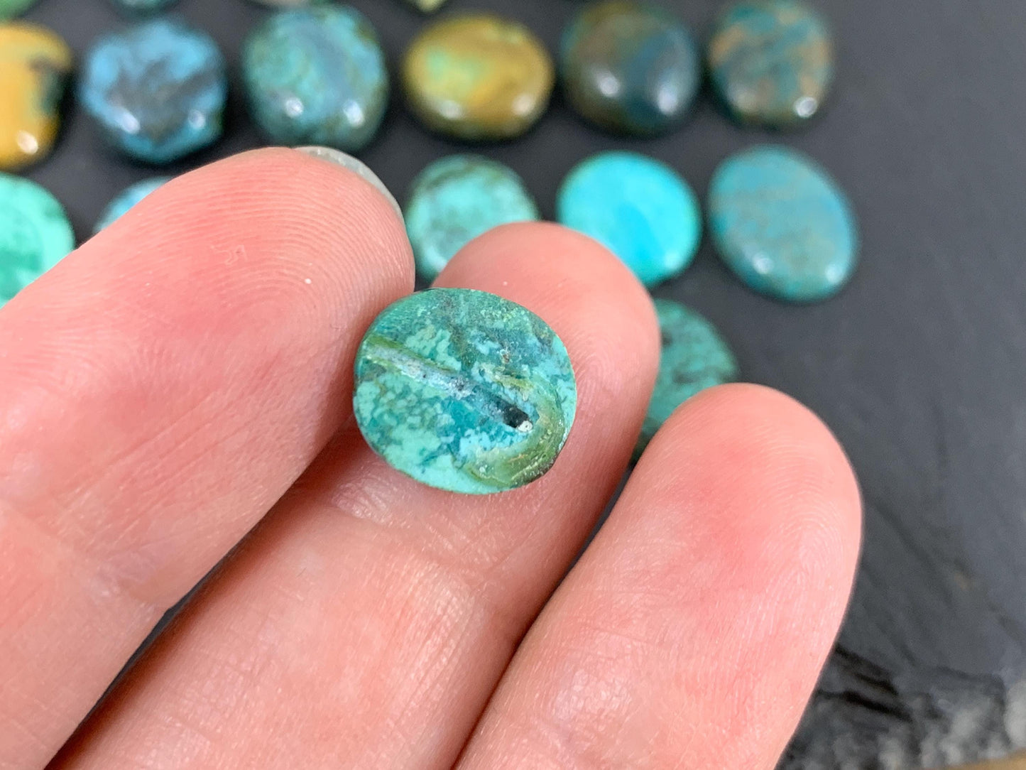 Tibetan Turquoise 14-16mm long cabochon