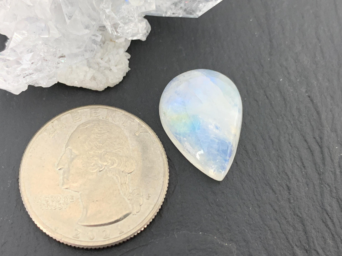 Rainbow Moonstone 20x14x5mm cabochon