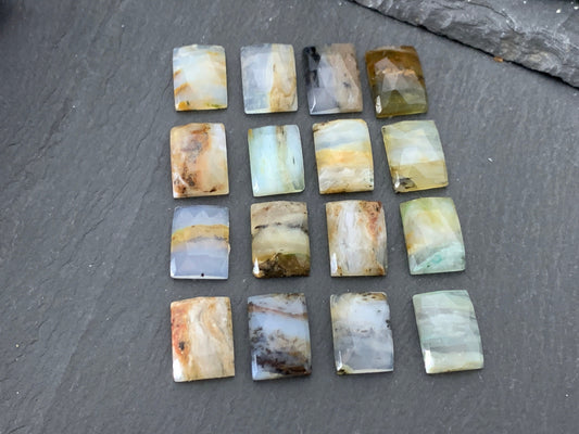 Faceted Peruvian Opal rectangle 10x14mm cabochon