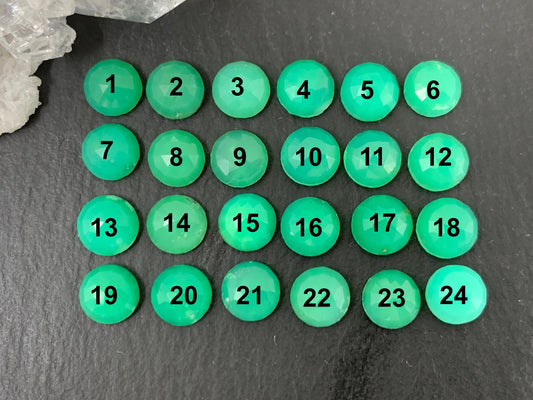 Faceted Chrysoprase round 6mm cabochon
