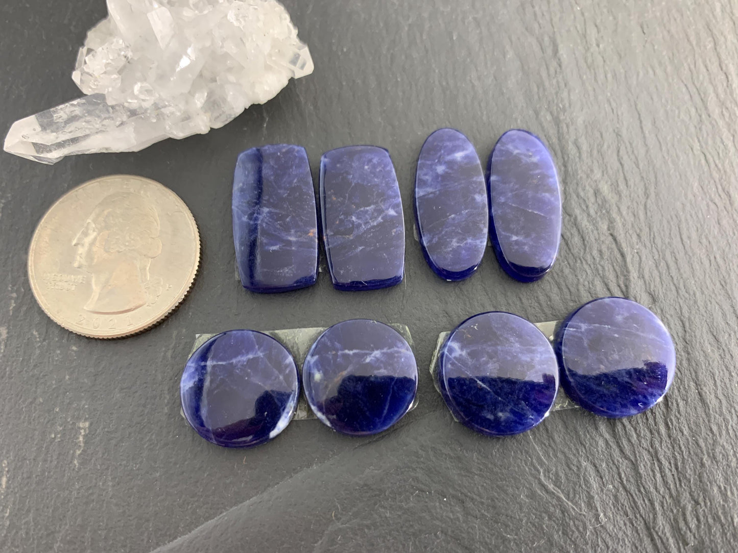 Natural Sodalite pair 15-24mm long cabochon