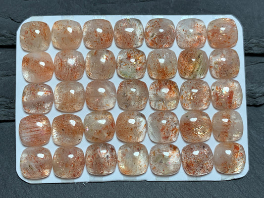 Sunstone square cushion 10mm Cabochon - Calibrated cabochons