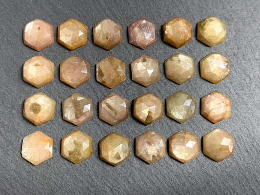 Faceted yellow Sapphire hexagon 10mm cabochon
