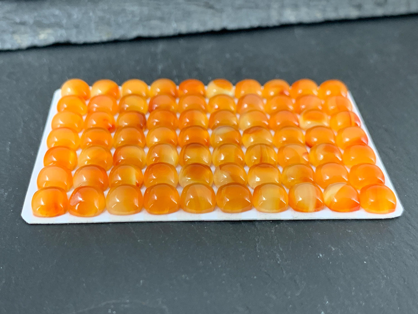 Carnelian square 6mm cabochon - Calibrated cabochons