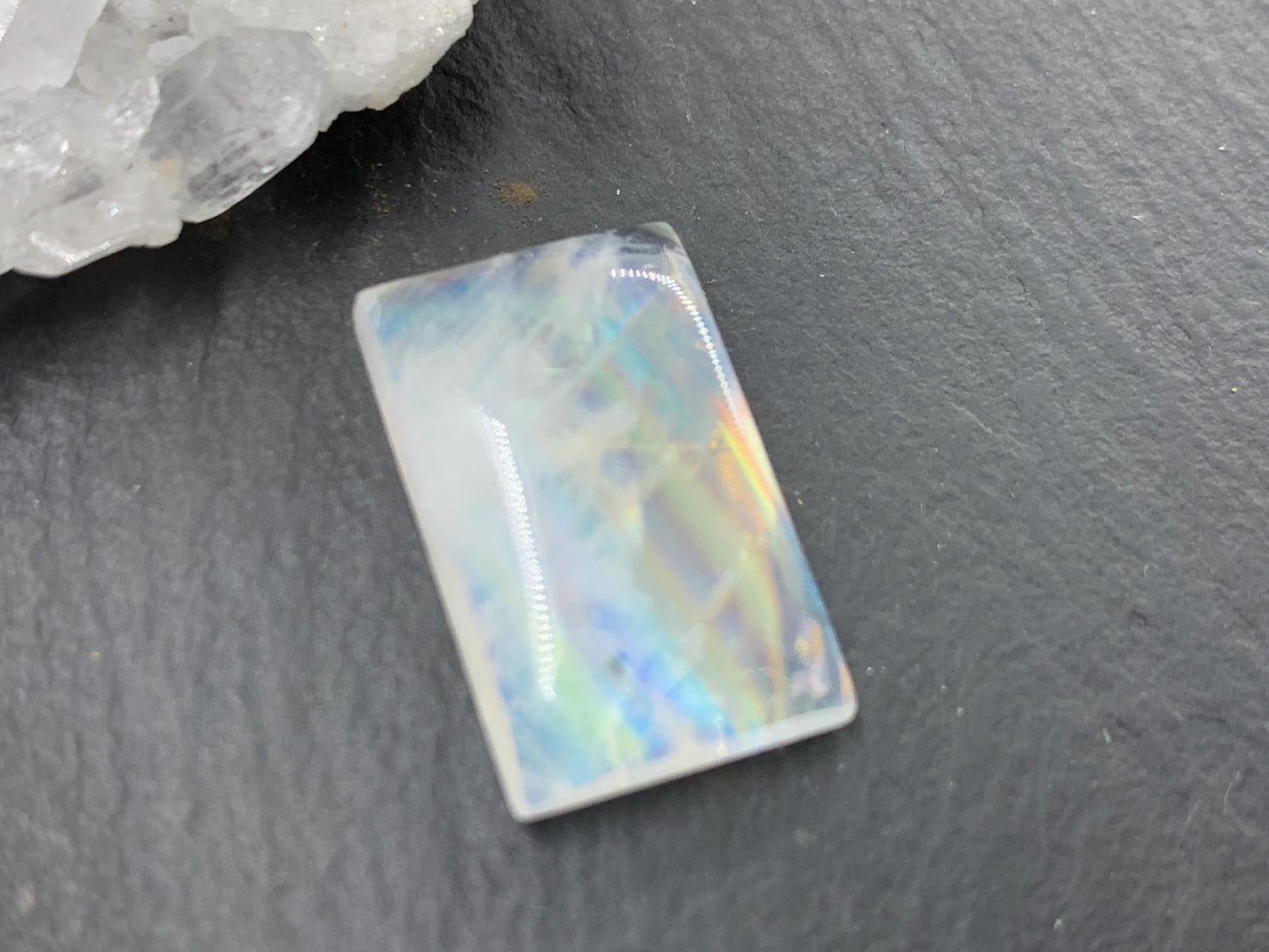 Rainbow Moonstone rectangle 19x12x5mm cabochon