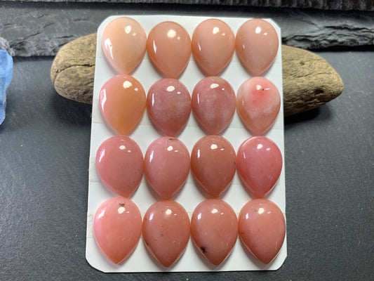 Pink Opal pear 15x20mm cabochon - Calibrated cabochons