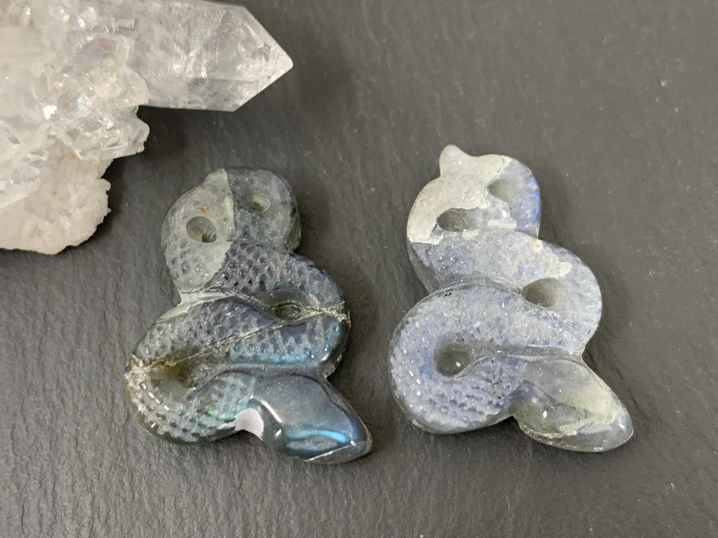 Discounted Labradorite snake cabochon - Snake carving