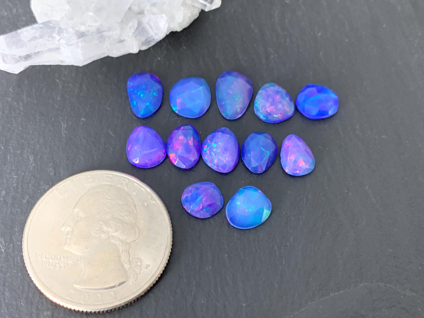 Faceted Purple Ethiopian Opal 7-9mm cabochon