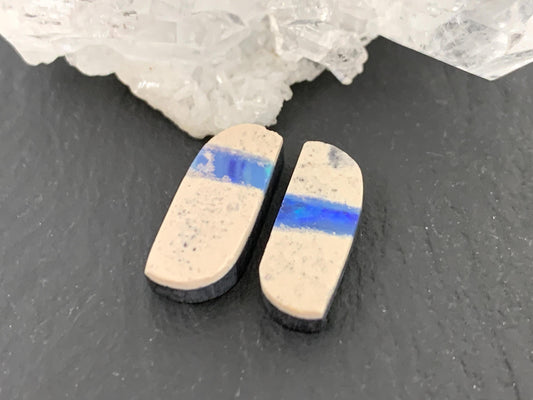 Australian Opal doublet 6x14x3mm pair of cabochons