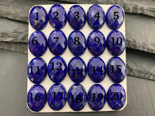 Faceted Lapis Lazuli oval 13x18mm cabochon - Calibrated cabochons