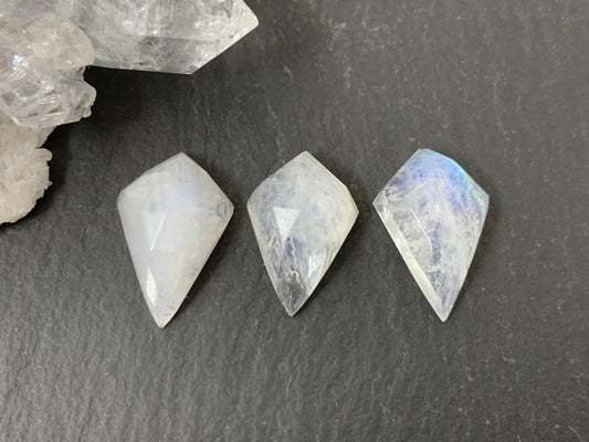 Faceted Rainbow Moonstone cabochon