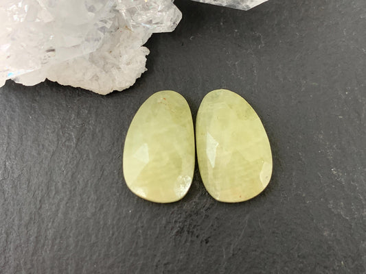Faceted Yellow Sapphire pair 9x14x4mm cabochon