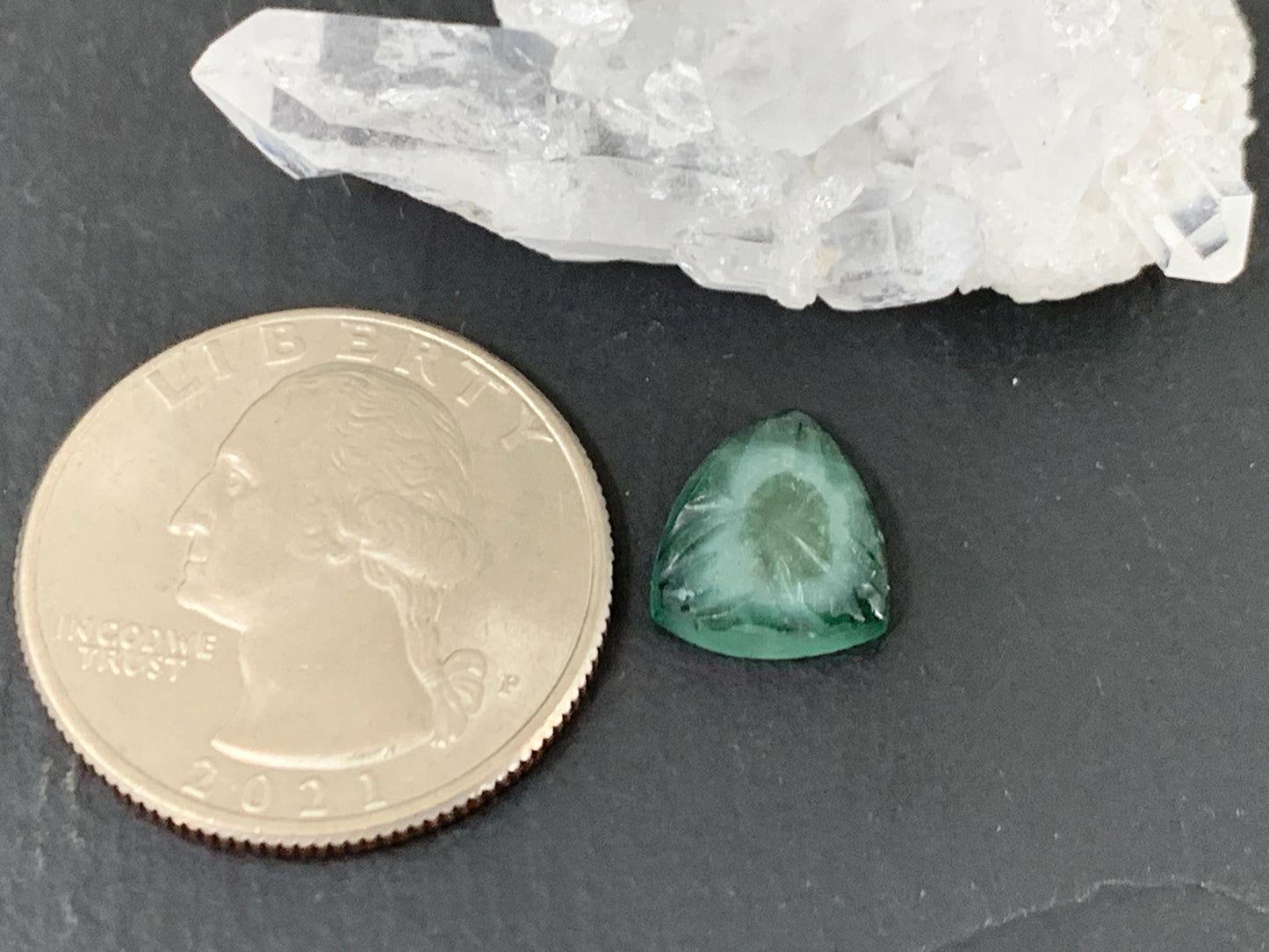 Carved Tourmaline 10x11x3mm cabochon