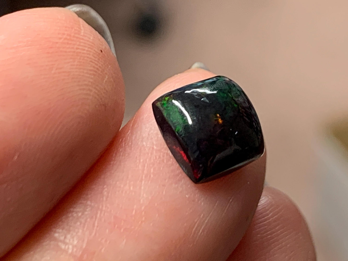 Natural Ethiopian Black Opal 8x8x4mm cabochon