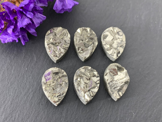 Pyrite pear 10x14mm cabochon