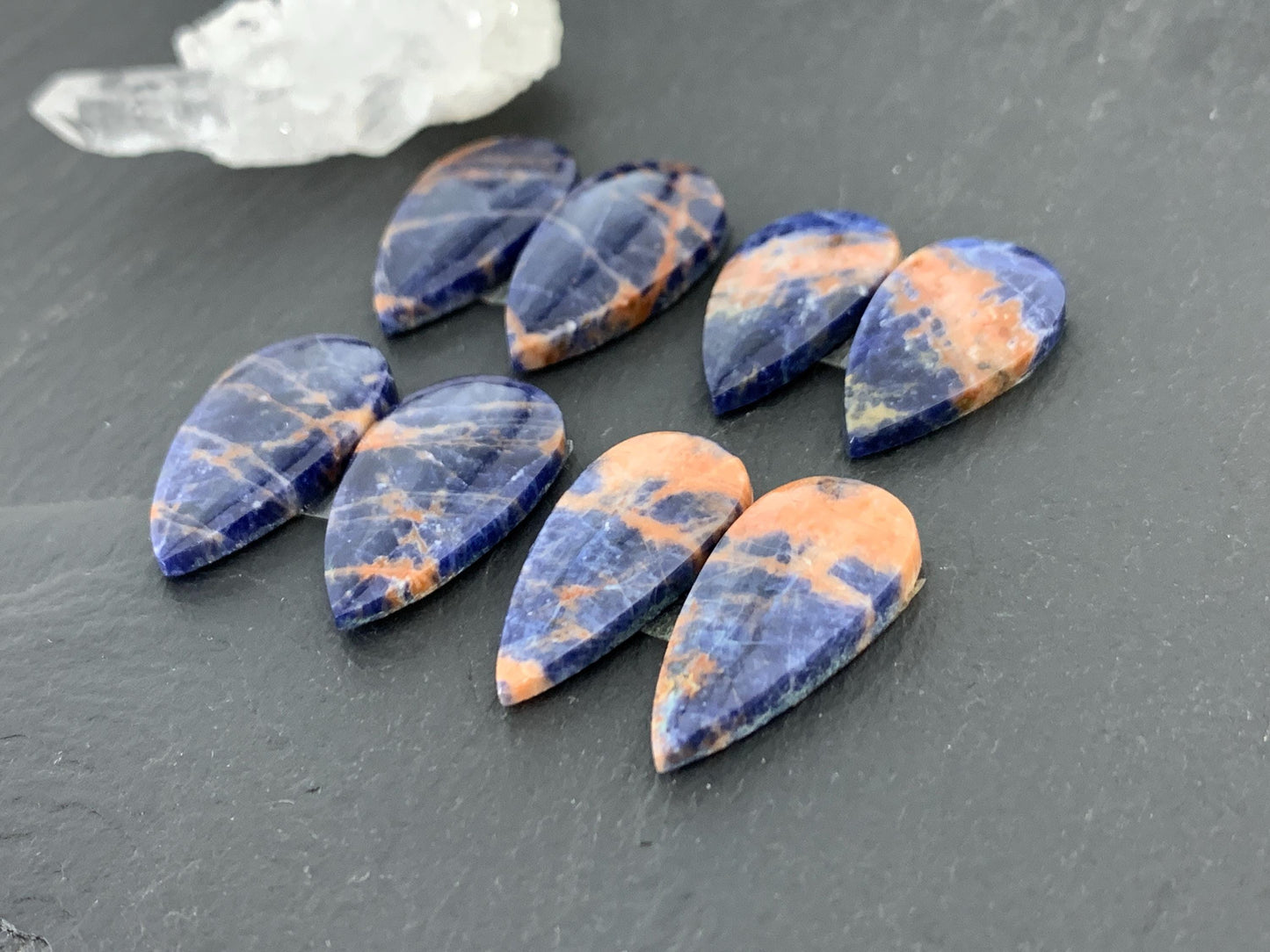 Natural Sodalite pair 23-25mm long cabochon