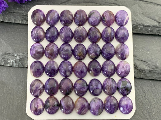 Charoite oval 8x10mm cabochon - Calibrated cabochons