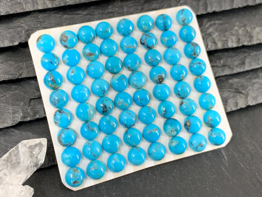 Kingman Blue Turquoise round 6mm cabochon - Calibrated cabochons