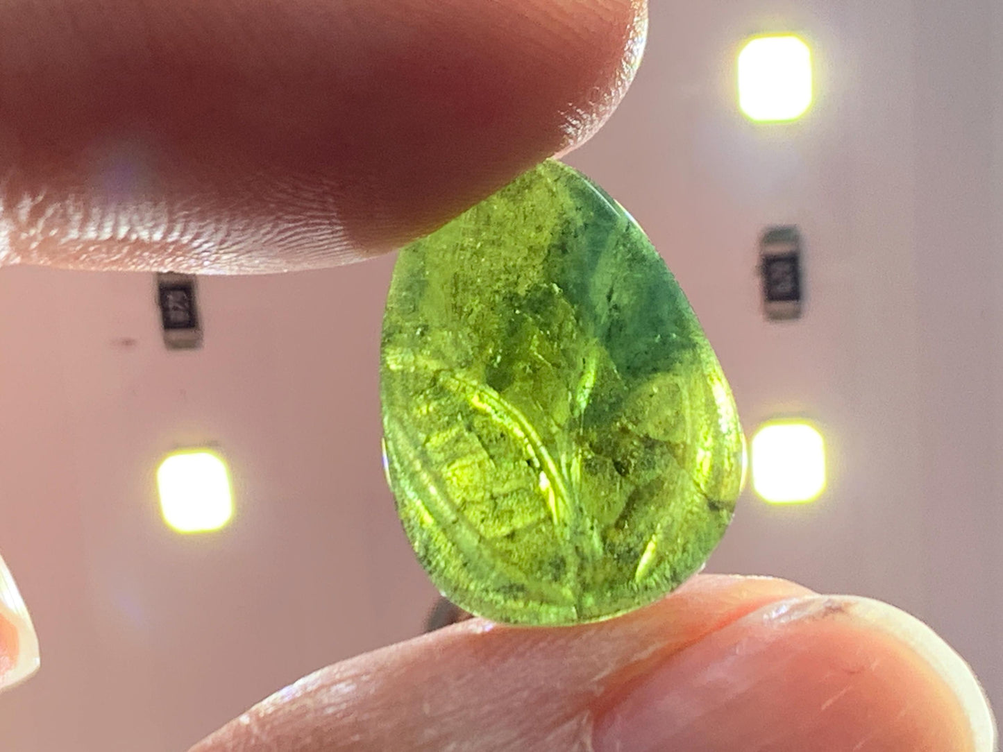 Carved Tourmaline 12x16x2mm cabochon