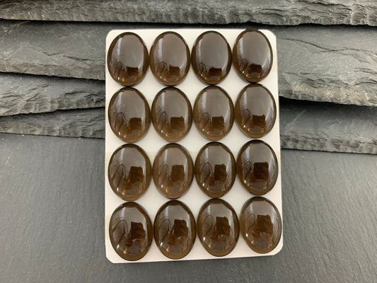 Smokey Quartz oval 15x20mm cabochon - Calibrated cabochons