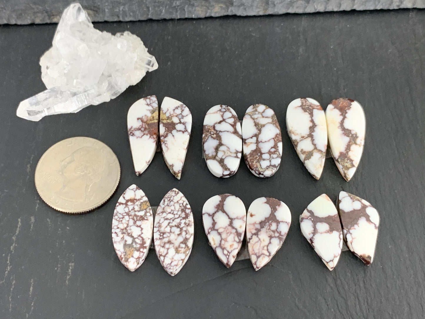 Wild Horse Jasper 21-26mm long cabochon pair