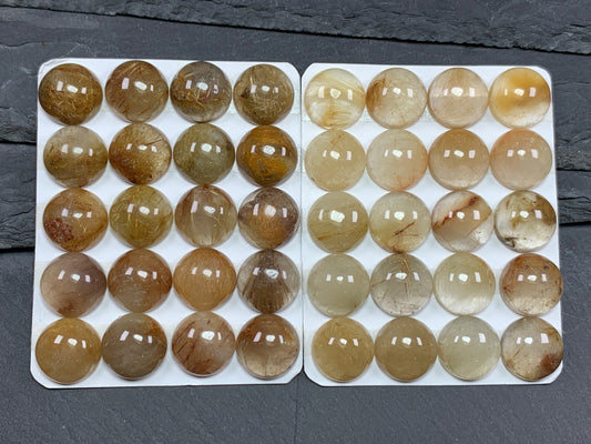 Rutilated Quartz round 15mm cabochon - Calibrated cabochons