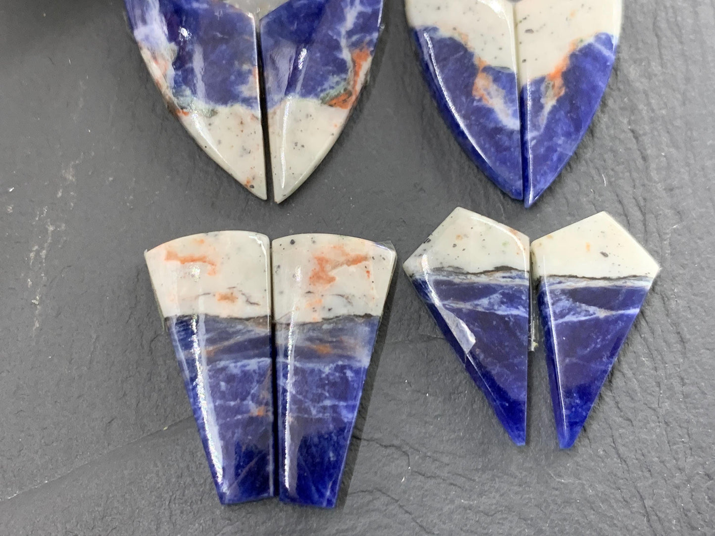 Natural Sodalite pair 26-31mm long cabochon