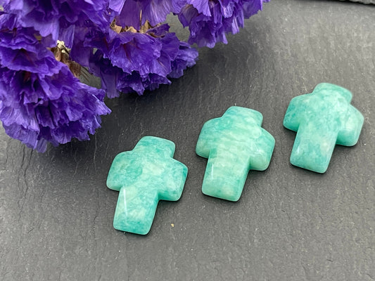 Cross Amazonite 12x16mm cabochon - Calibrated cabochons
