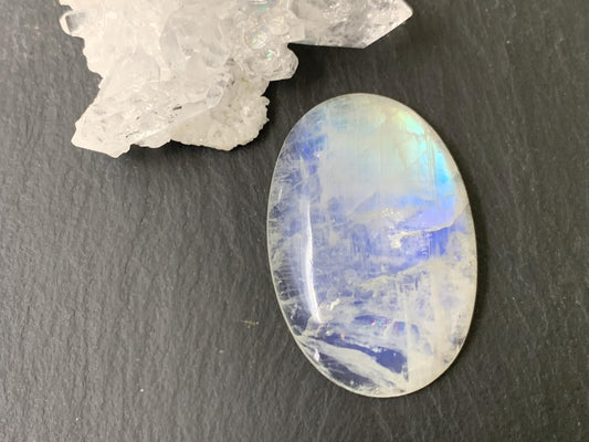 Rainbow Moonstone 38x25x7mm cabochon