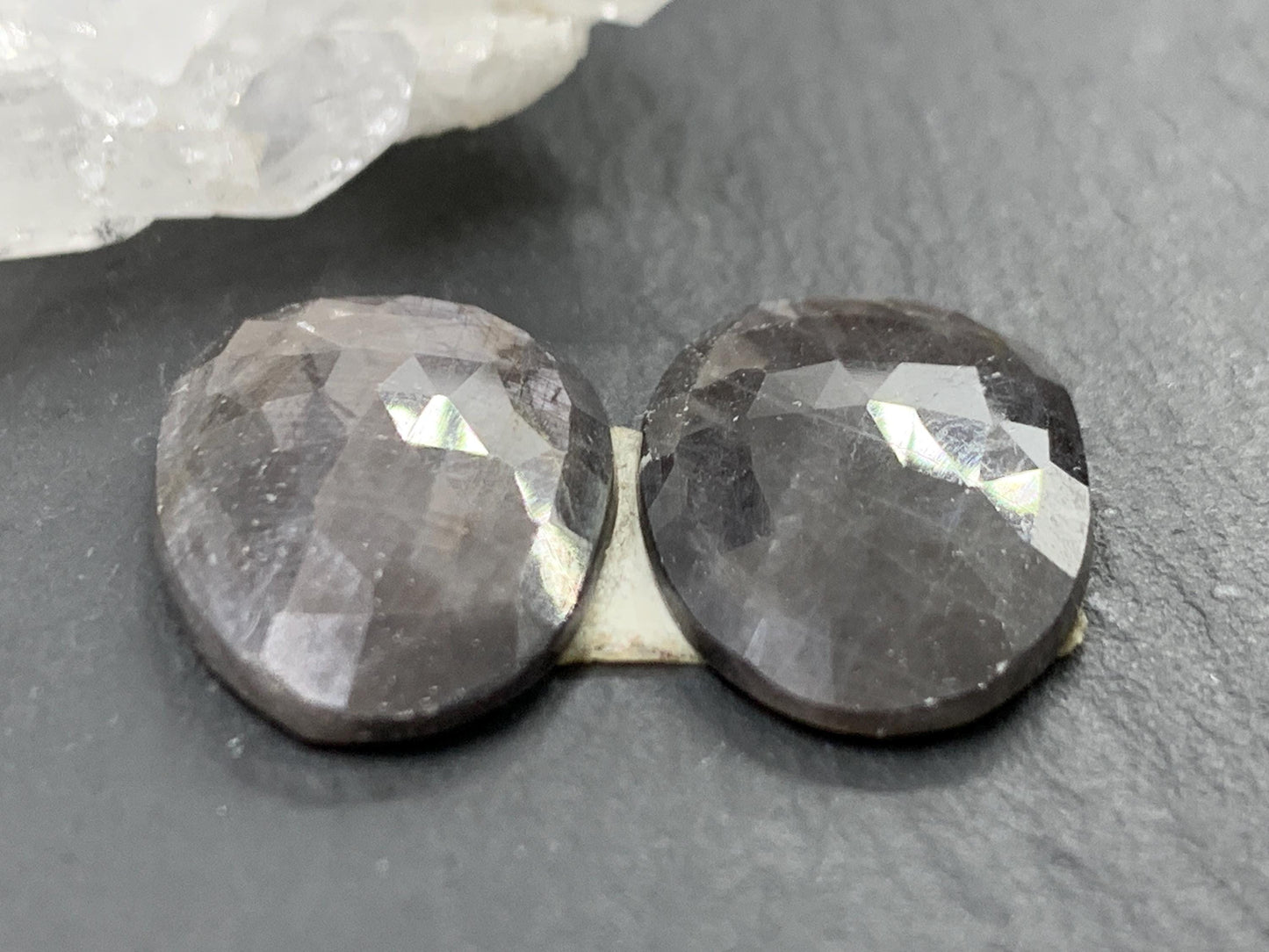 Faceted Star Sapphire pair 14x22x3.5mm cabochon - Sapphire pairs