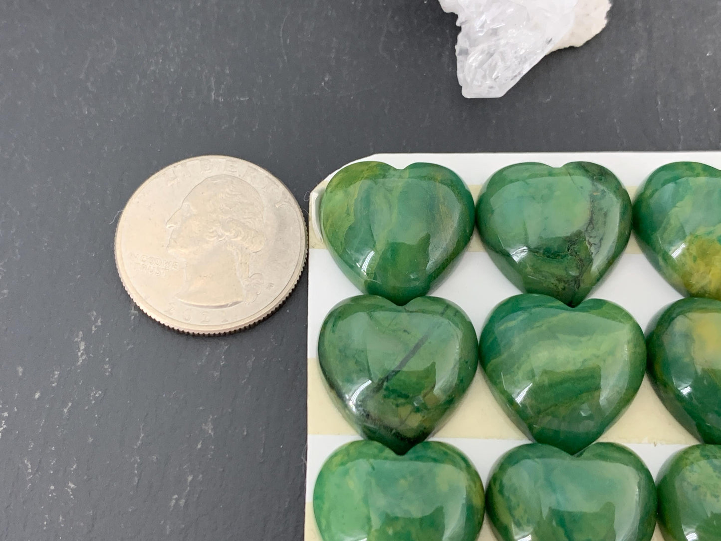 African Jade heart 20mm Cabochon - Calibrated Cabochons