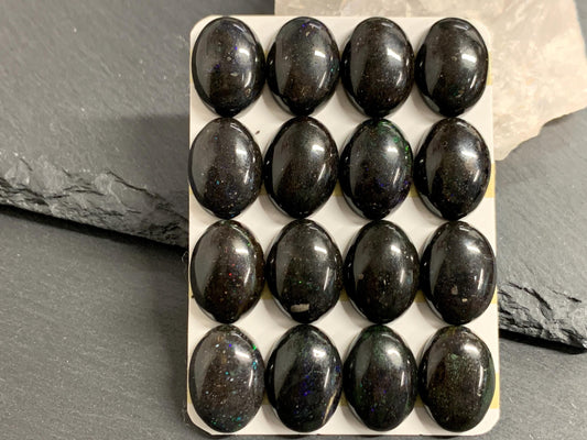 Black Andamooka Opal oval 13x18mm cabochon - Matrix Australian Opal