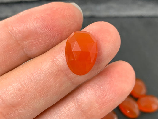 Faceted Carnelian 10x14mm cabochon