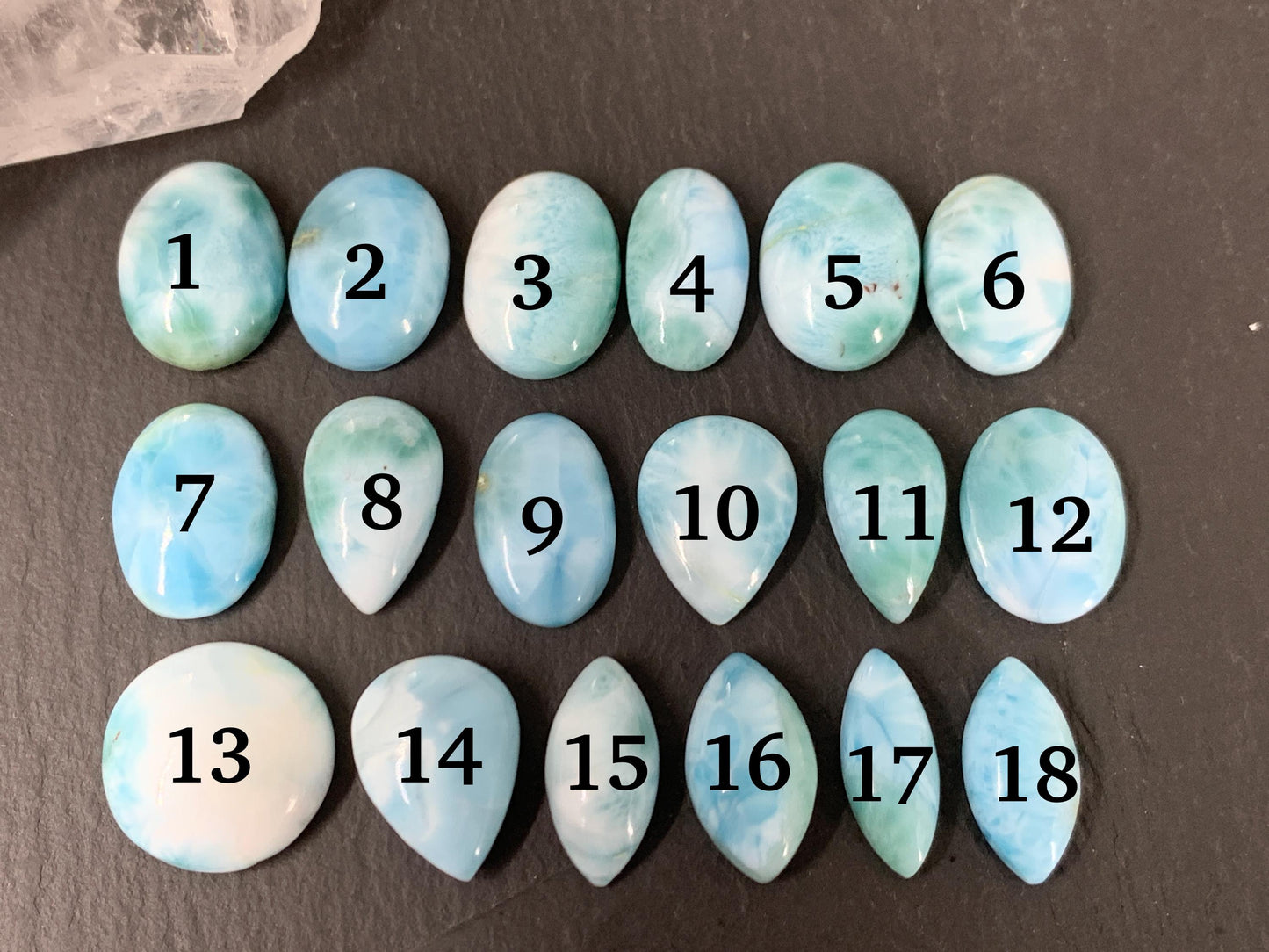 Larimar 16mm long cabochon