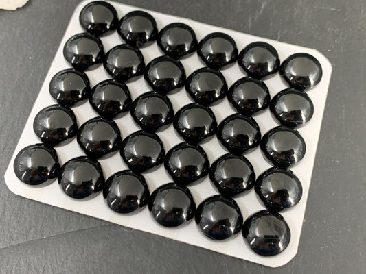Black Spinel round 12mm cabochon - Calibrated cabochons