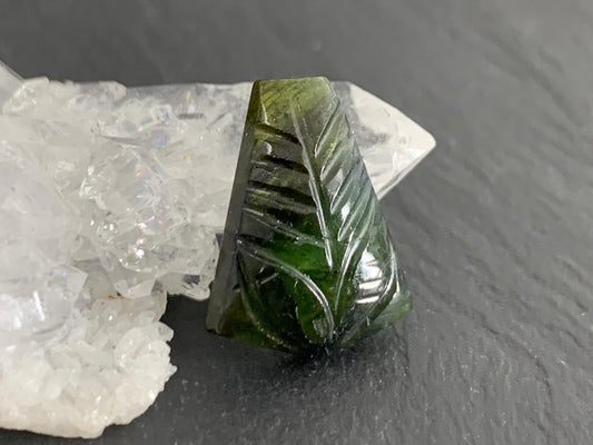 Carved Tourmaline 13x17x4mm cabochon