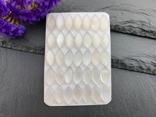 White Moonstone marquise 6x12mm cabochon - Calibrated Cabochons