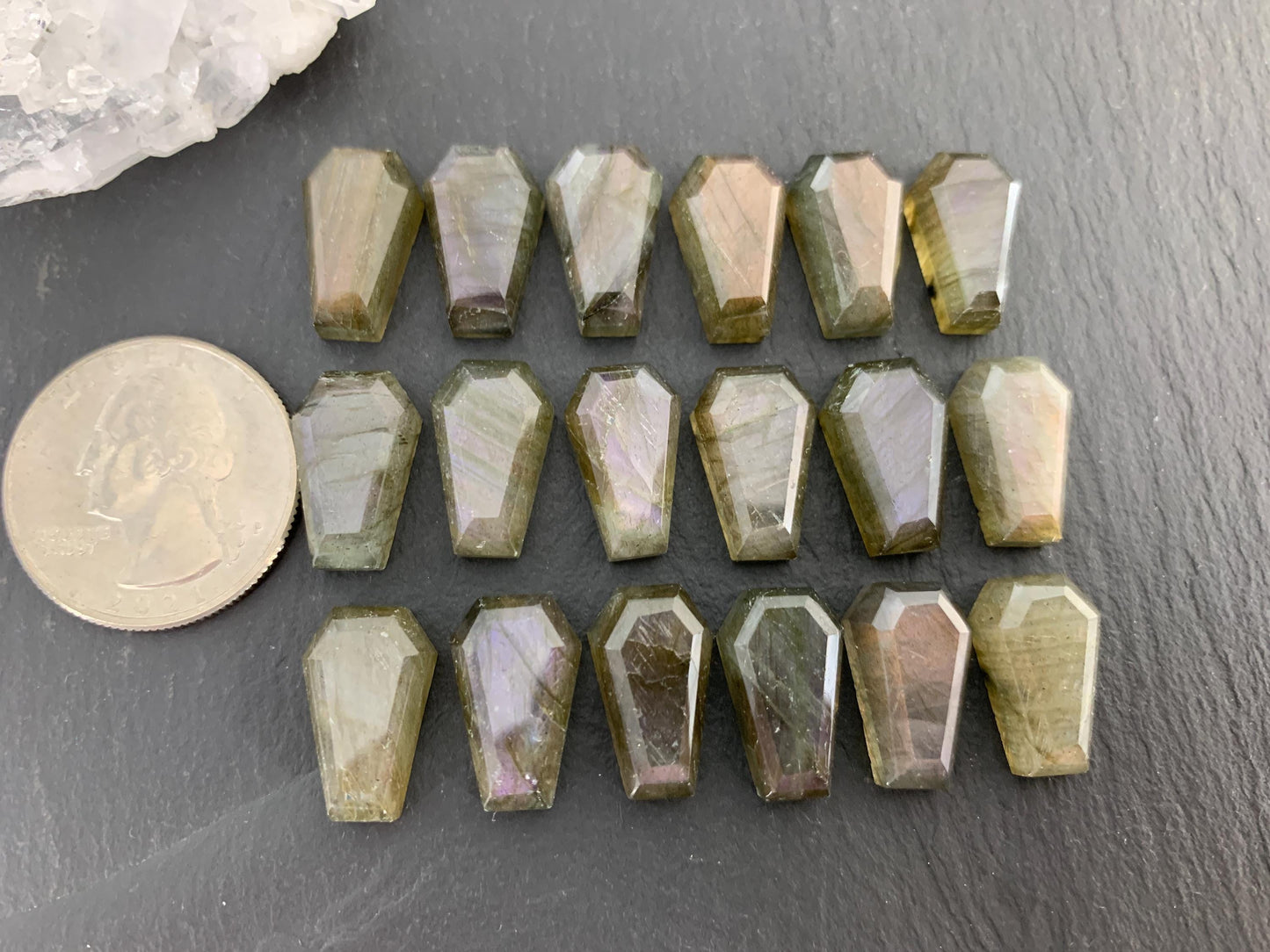 Labradorite Coffin 10x16mm Cabochon. Second quality cabochons