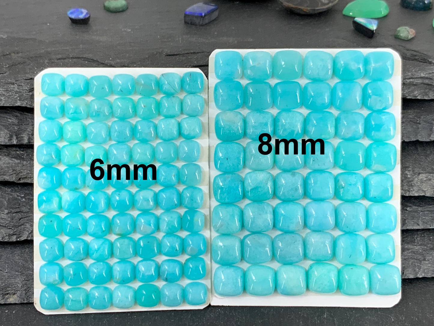 Amazonite square 6mm, 8mm cabochon - Calibrated cabochons
