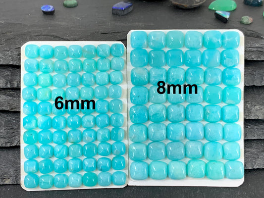 Amazonite square 6mm, 8mm cabochon - Calibrated cabochons