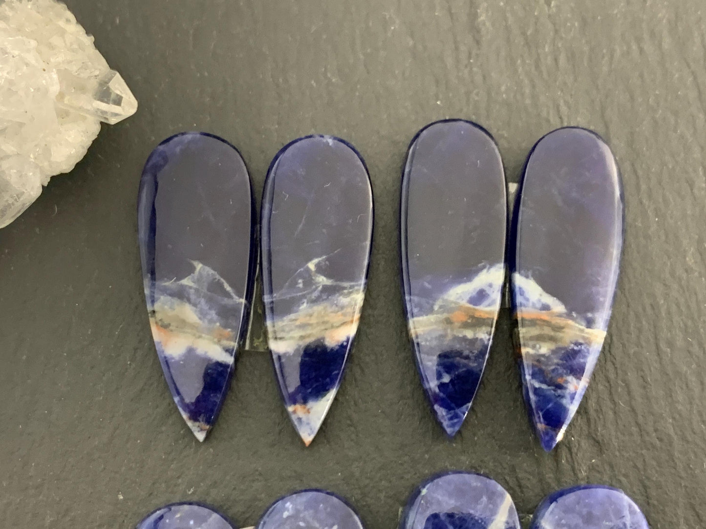 Natural Sodalite pair 21-30mm long cabochon
