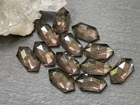 Faceted color changing Alexandrite long hexagon 8x16mm cabochon - Cabochons are calibrated