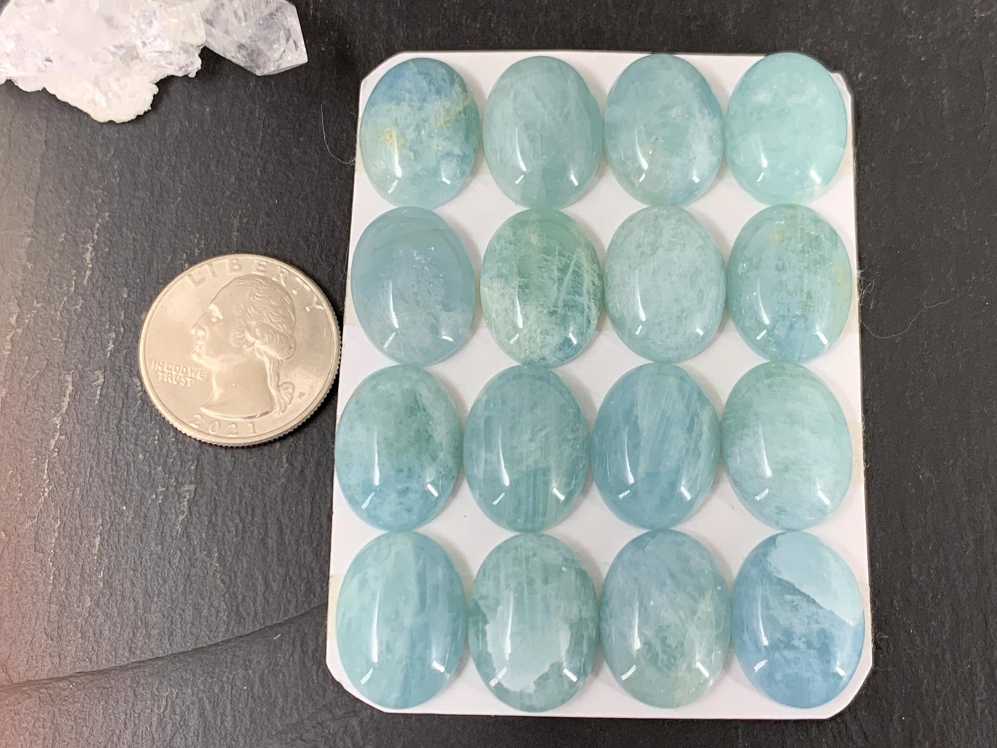 Aquamarine oval 15x20mm cabochon - Calibrated cabochons