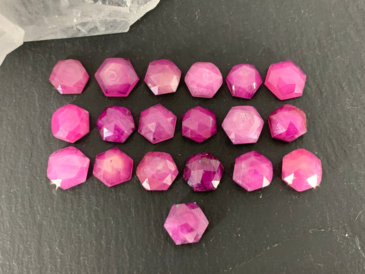 Faceted Pink Sapphire hexagon 7mm cabochon
