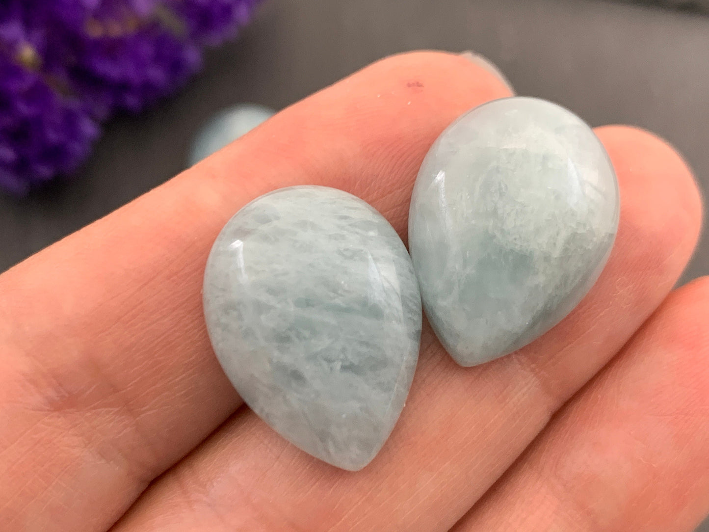 Aquamarine pear 15x20mm cabochon - Calibrated cabochons