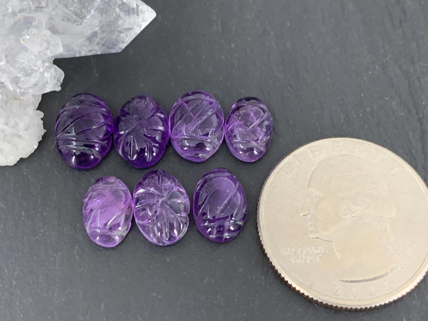Hand Carved Amethyst Cabochon (10-11mm)