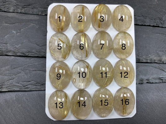 Gold Rutilated Quartz oval 15x20mm Cabochon - Calibrated cabochons