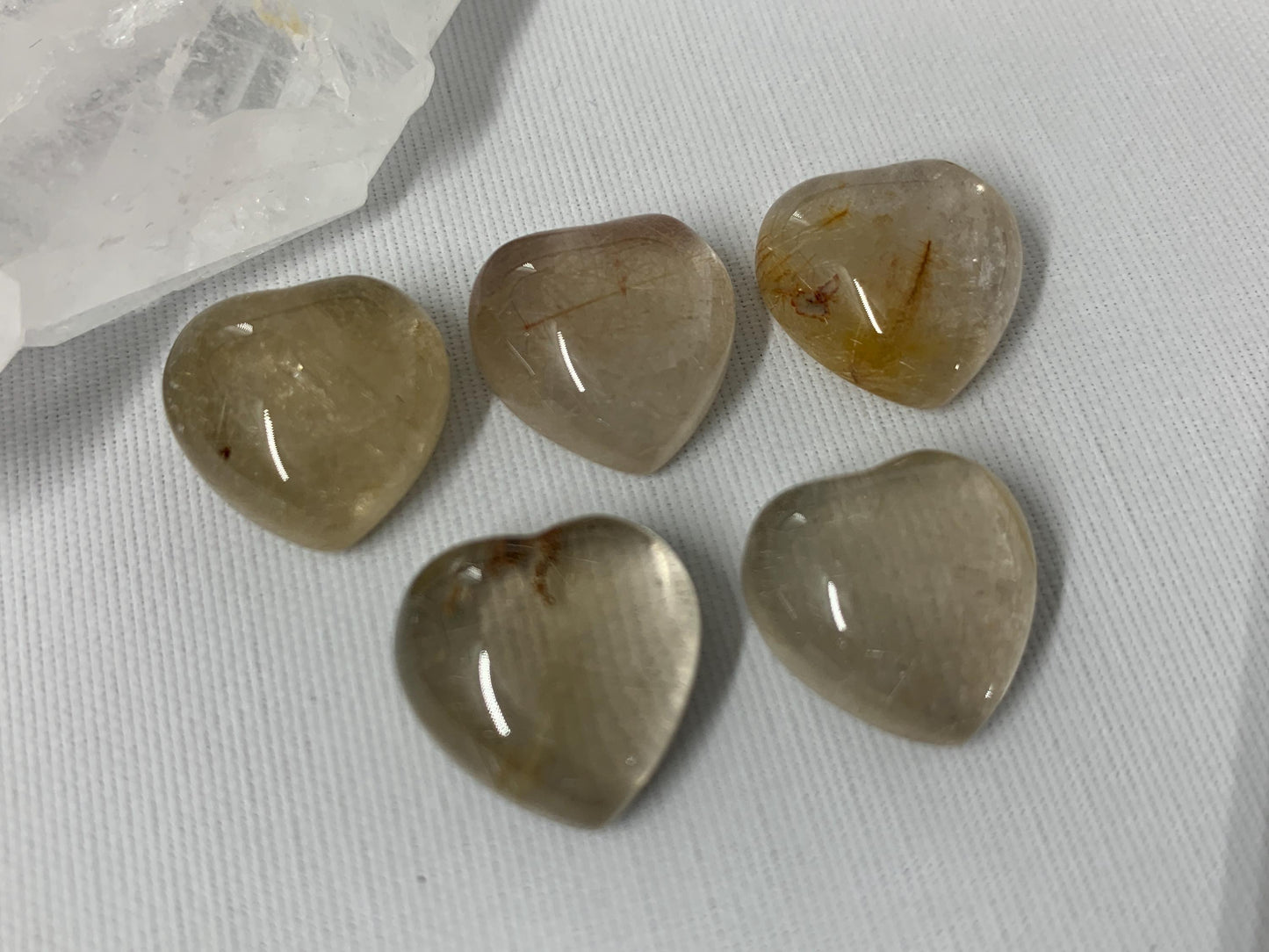 Rutilated Quartz heart 15mm cabochon - Calibrated cabochons