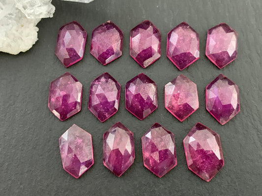 Faceted Thailand pink Sapphire long hexagon 12mm long cabochon
